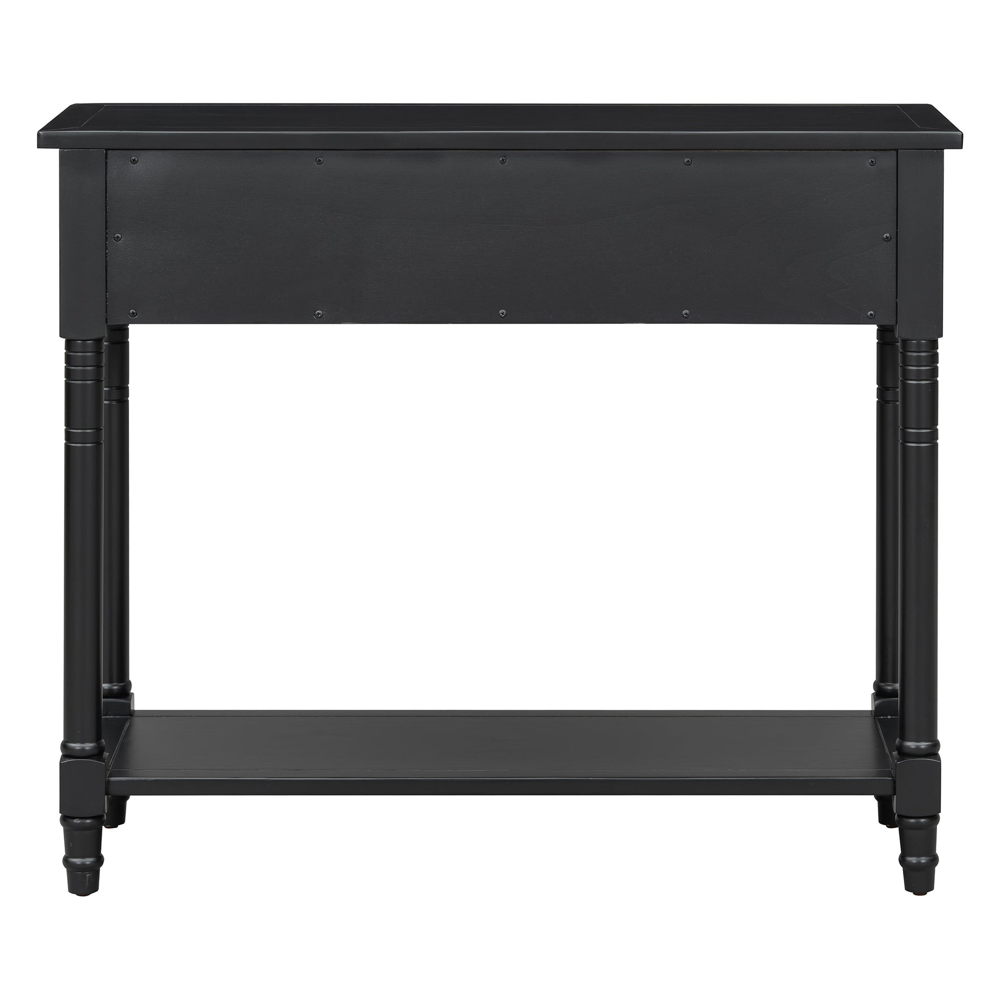 TREXM Daisy Series Console Table Traditional Design with Two Drawers and Bottom Shelf (Black) - 1st Choice Furniture Direct