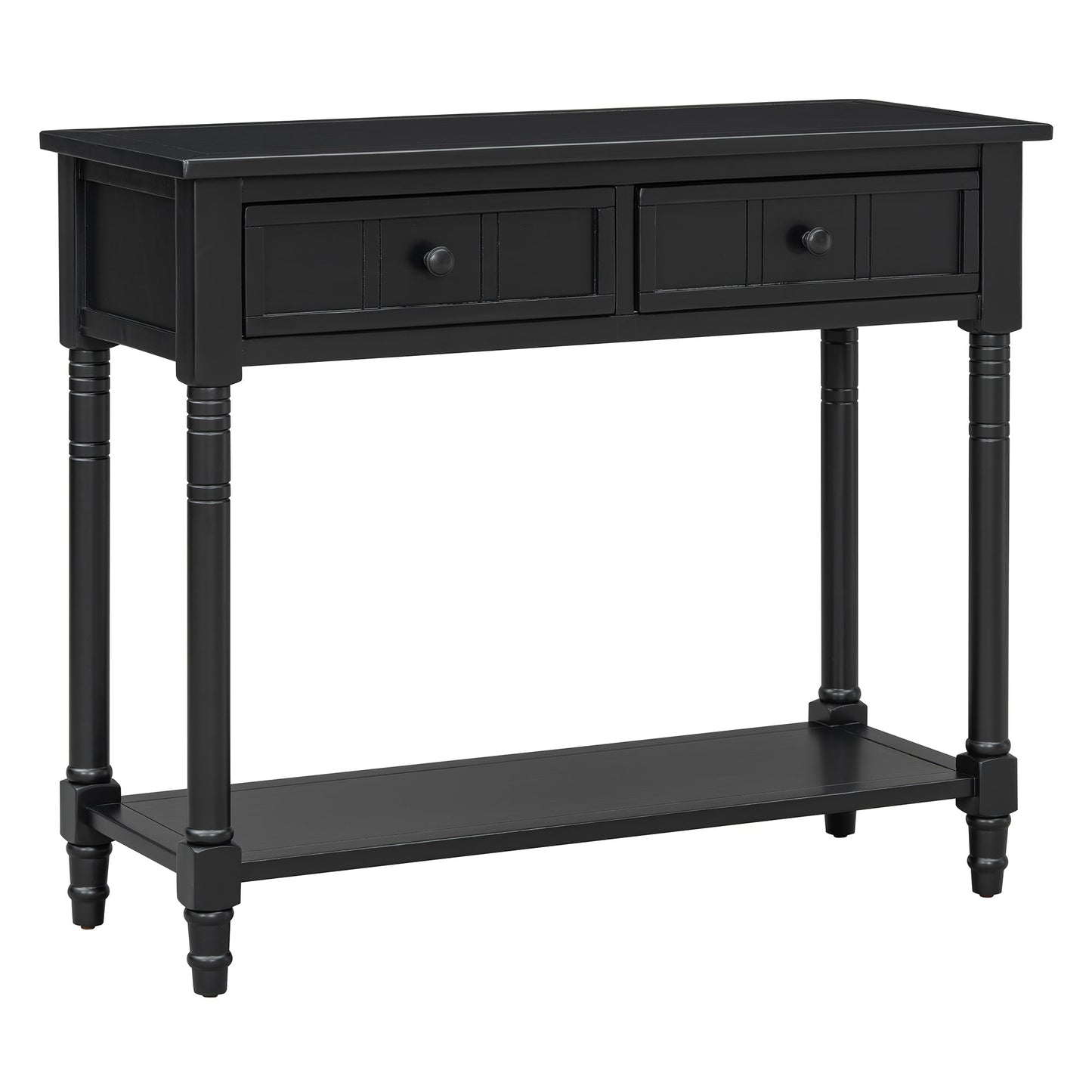 TREXM Daisy Series Console Table Traditional Design with Two Drawers and Bottom Shelf (Black) - 1st Choice Furniture Direct