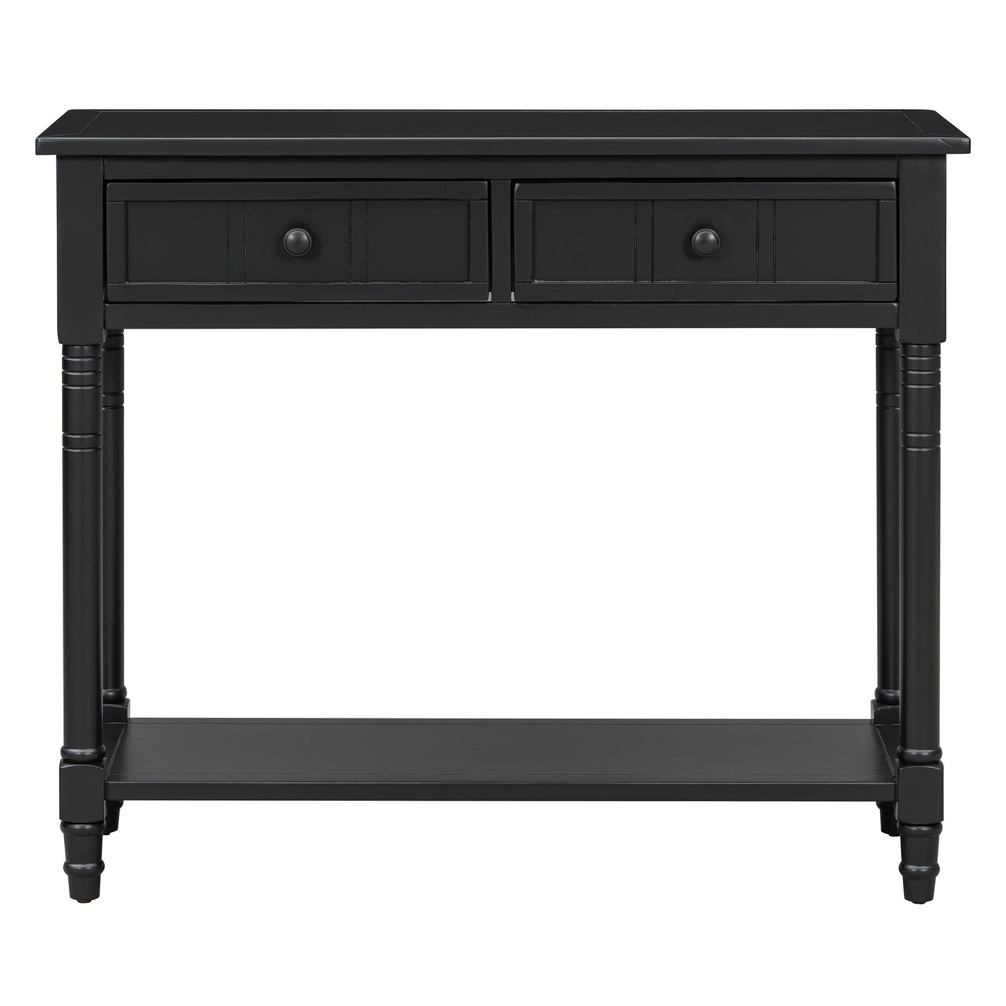 TREXM Daisy Series Console Table Traditional Design with Two Drawers and Bottom Shelf (Black) - 1st Choice Furniture Direct