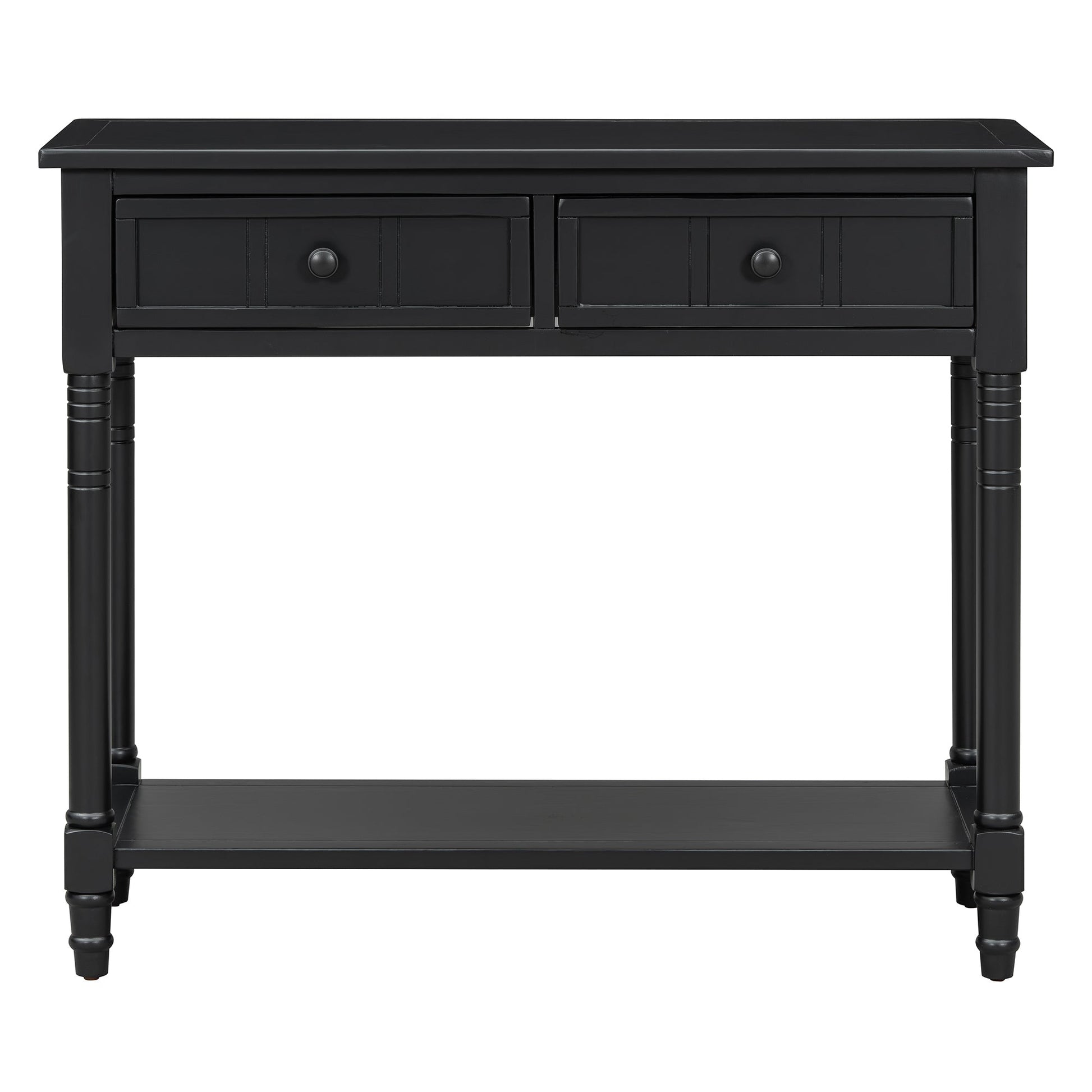 TREXM Daisy Series Console Table Traditional Design with Two Drawers and Bottom Shelf (Black) - 1st Choice Furniture Direct