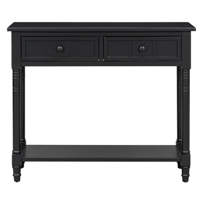 TREXM Daisy Series Console Table Traditional Design with Two Drawers and Bottom Shelf (Black) - 1st Choice Furniture Direct