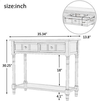 TREXM Daisy Series Console Table Traditional Design with Two Drawers and Bottom Shelf (Black) - 1st Choice Furniture Direct