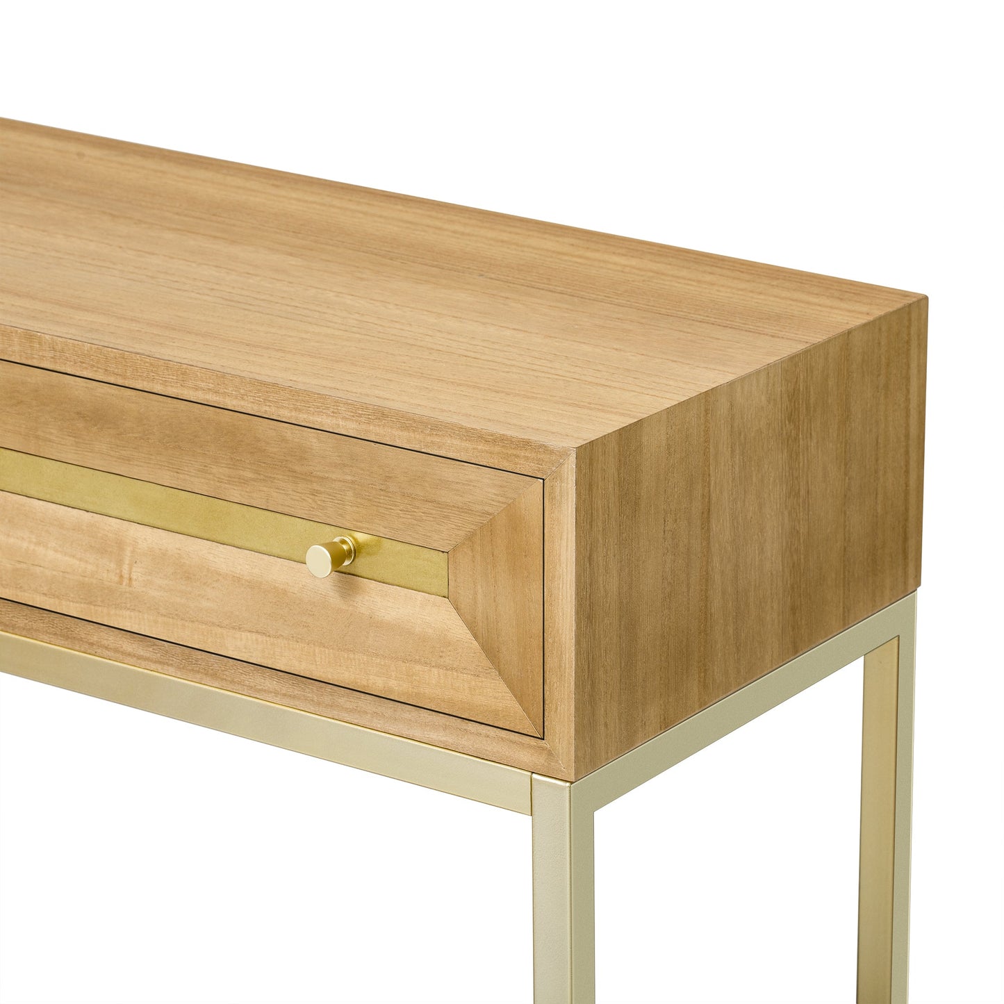 TREXM Entryway Table, Console Table with Two Drawers, Retro Hallway Table with Striking Geometric Design for Entryway and Living Room (Natural) - 1st Choice Furniture Direct