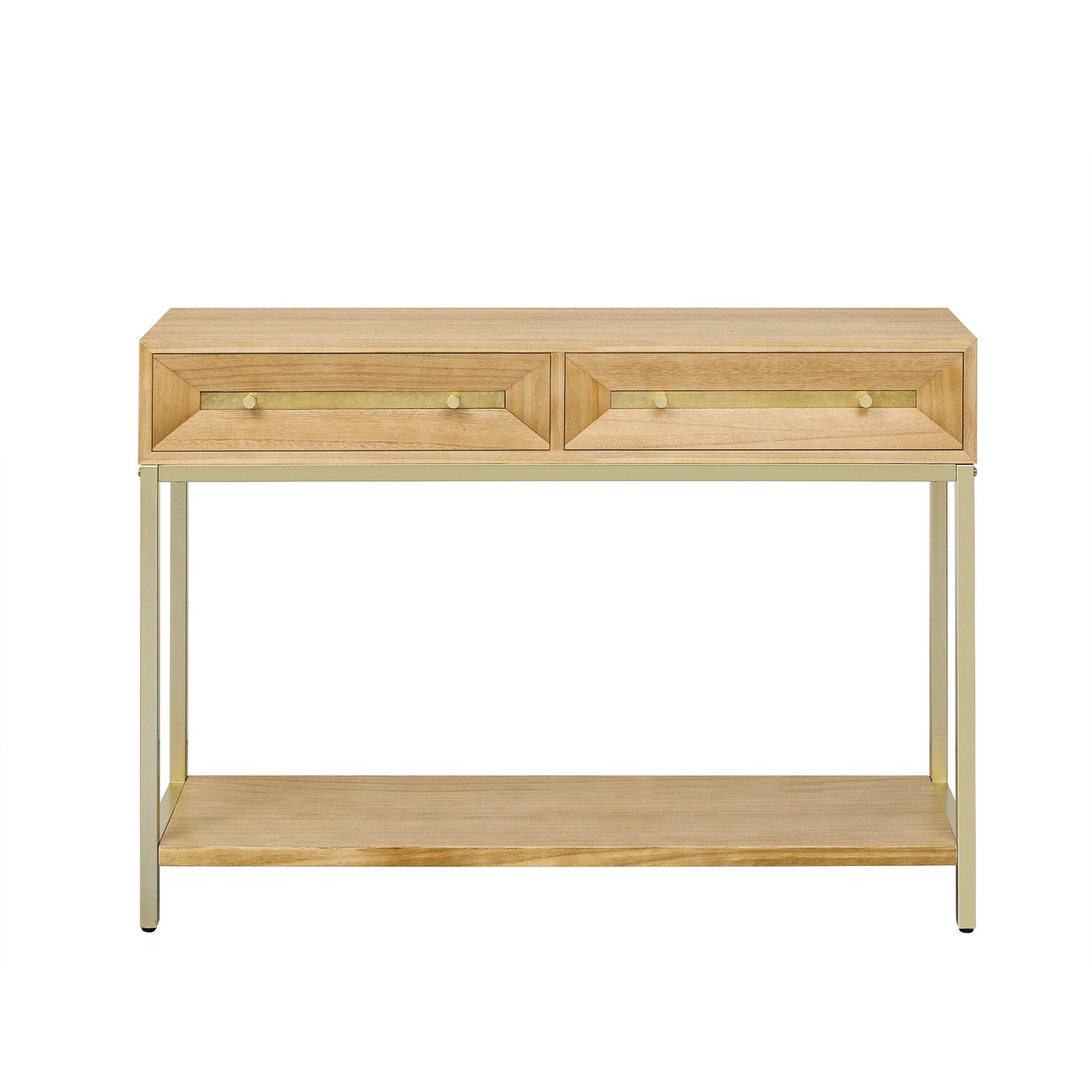 TREXM Entryway Table, Console Table with Two Drawers, Retro Hallway Table with Striking Geometric Design for Entryway and Living Room (Natural) - 1st Choice Furniture Direct