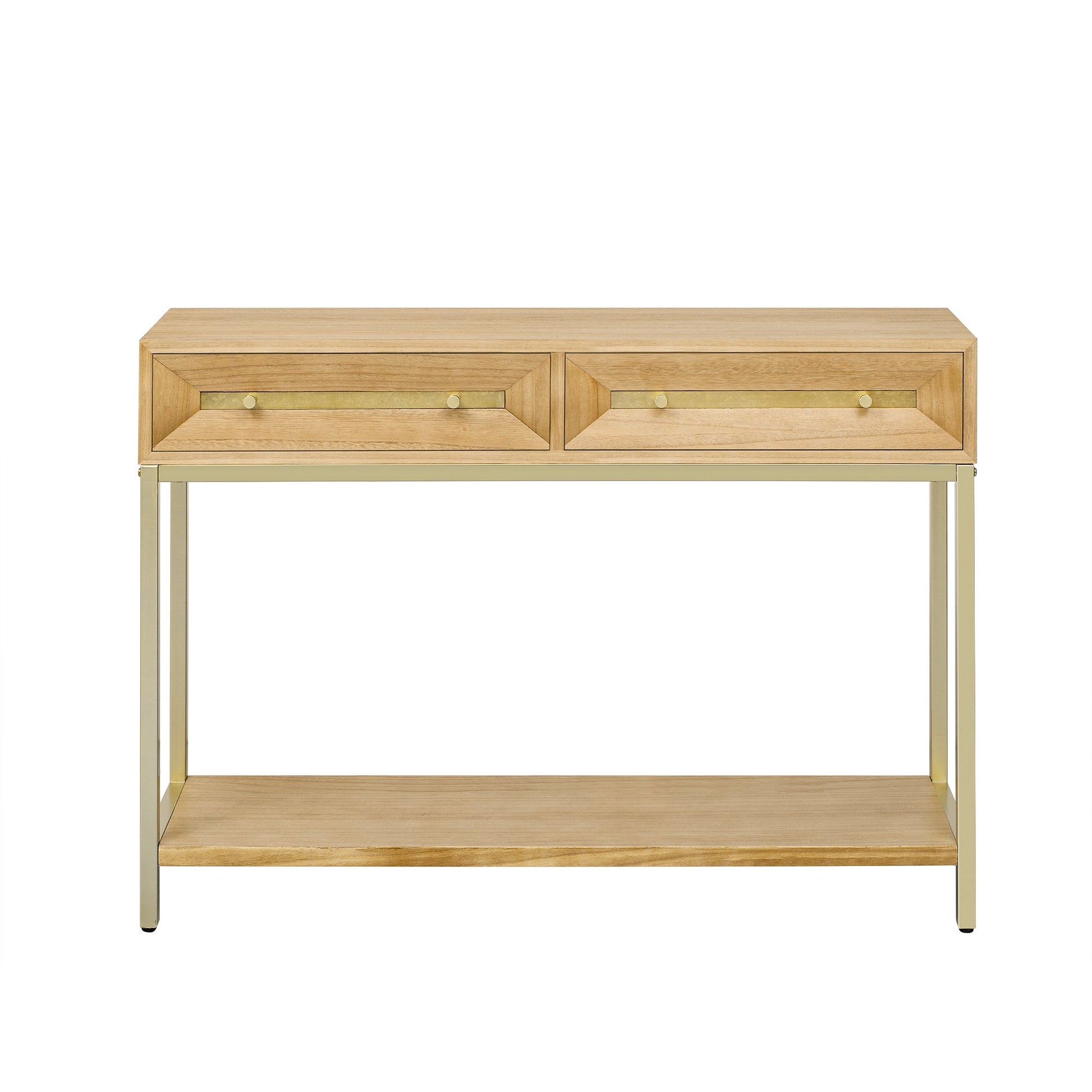 TREXM Entryway Table, Console Table with Two Drawers, Retro Hallway Table with Striking Geometric Design for Entryway and Living Room (Natural) - 1st Choice Furniture Direct