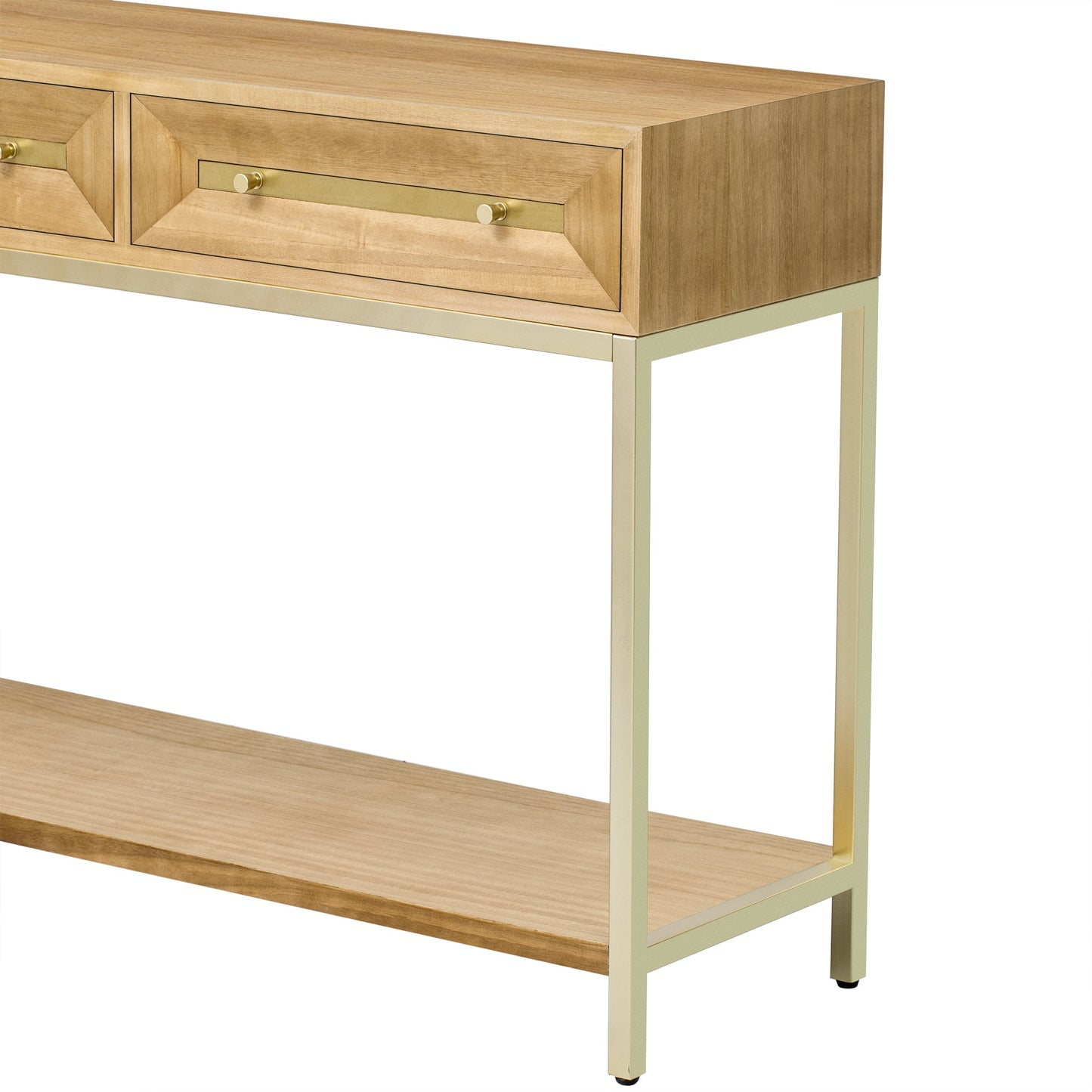 TREXM Entryway Table, Console Table with Two Drawers, Retro Hallway Table with Striking Geometric Design for Entryway and Living Room (Natural) - 1st Choice Furniture Direct