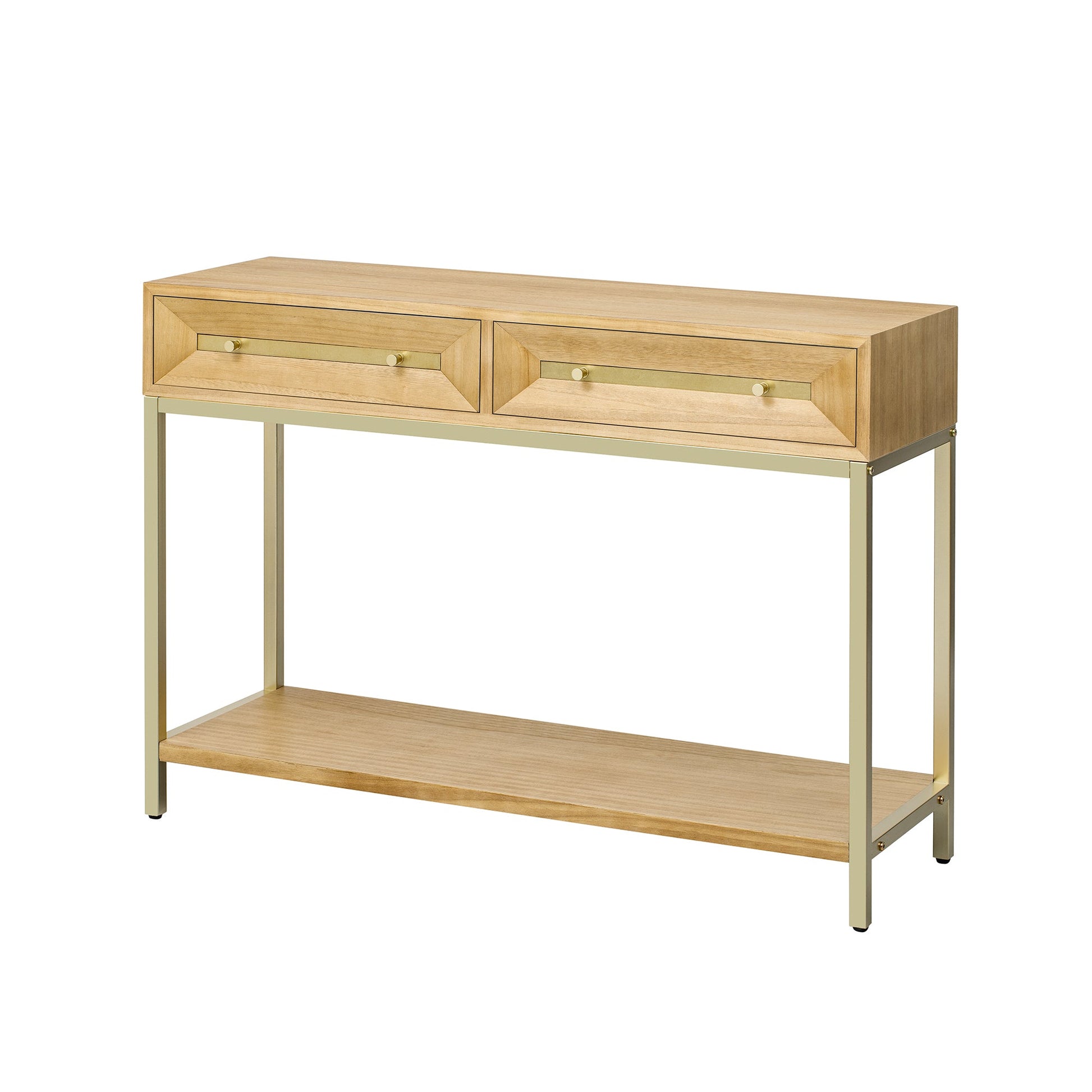 TREXM Entryway Table, Console Table with Two Drawers, Retro Hallway Table with Striking Geometric Design for Entryway and Living Room (Natural) - 1st Choice Furniture Direct