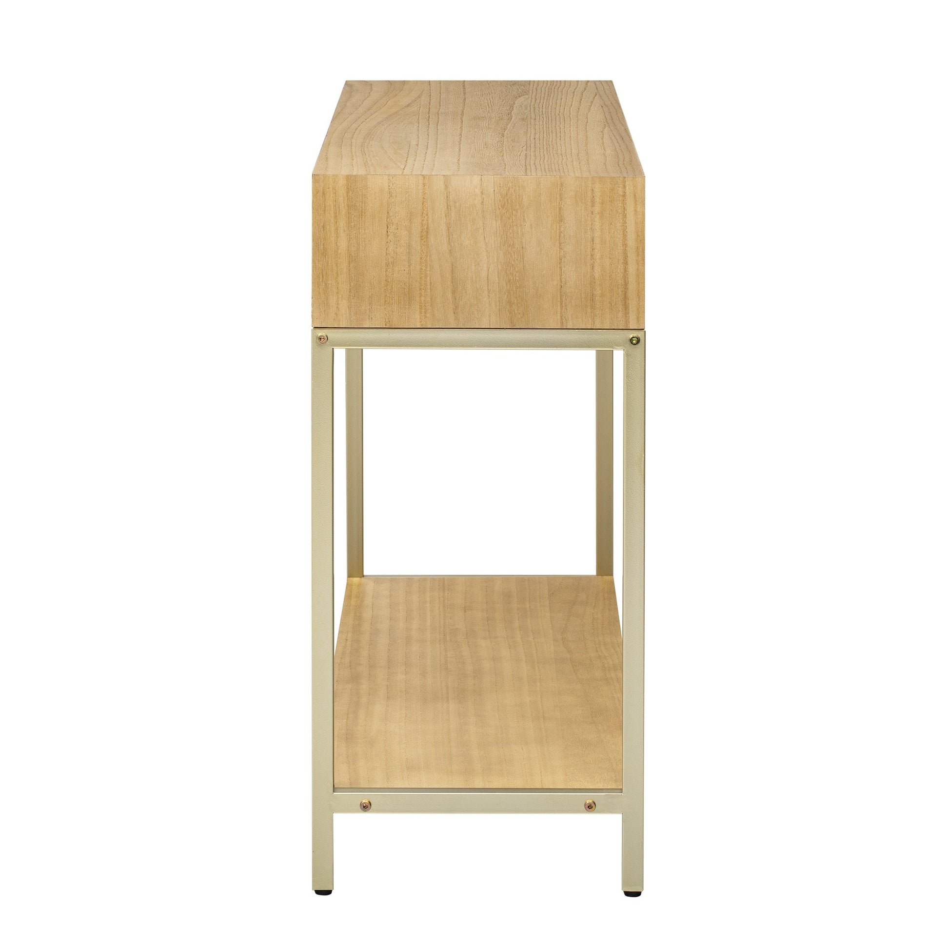 TREXM Entryway Table, Console Table with Two Drawers, Retro Hallway Table with Striking Geometric Design for Entryway and Living Room (Natural) - 1st Choice Furniture Direct