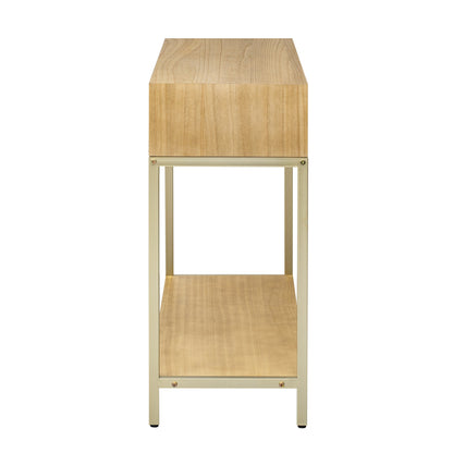 TREXM Entryway Table, Console Table with Two Drawers, Retro Hallway Table with Striking Geometric Design for Entryway and Living Room (Natural) - 1st Choice Furniture Direct