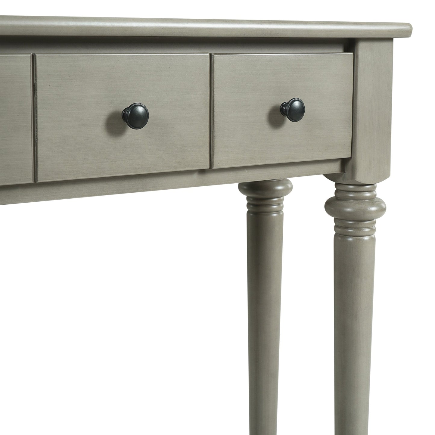 TREXM Entryway Table with 4 Drawers, Retro Console Table with Open Shelf for Entryways, Living Rooms, and Hallways (Grey Wash) - 1st Choice Furniture Direct