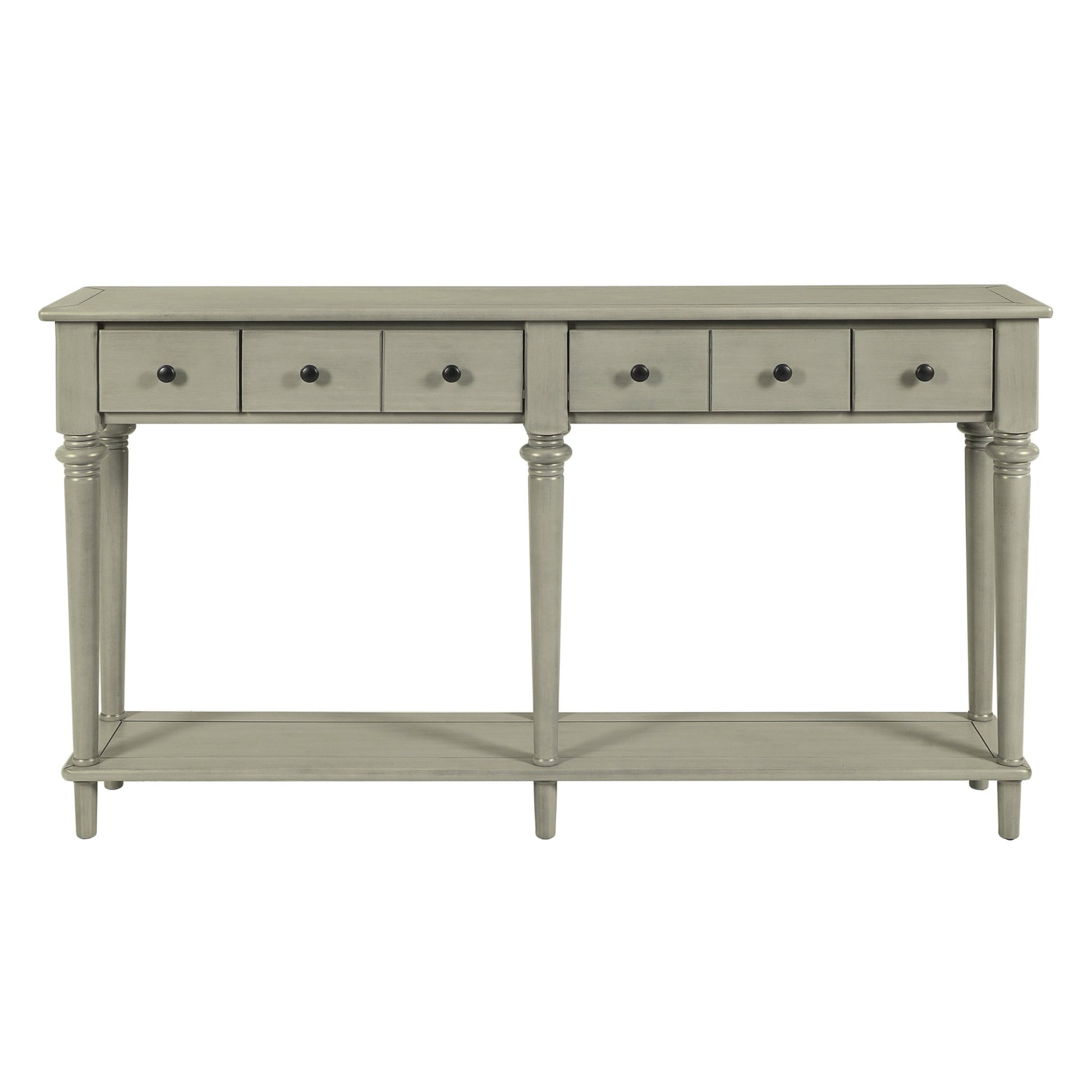 TREXM Entryway Table with 4 Drawers, Retro Console Table with Open Shelf for Entryways, Living Rooms, and Hallways (Grey Wash) - 1st Choice Furniture Direct