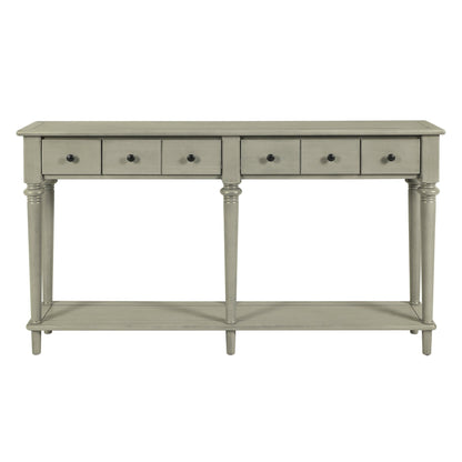 TREXM Entryway Table with 4 Drawers, Retro Console Table with Open Shelf for Entryways, Living Rooms, and Hallways (Grey Wash) - 1st Choice Furniture Direct