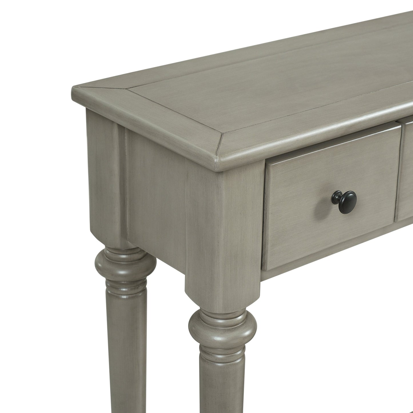 TREXM Entryway Table with 4 Drawers, Retro Console Table with Open Shelf for Entryways, Living Rooms, and Hallways (Grey Wash) - 1st Choice Furniture Direct