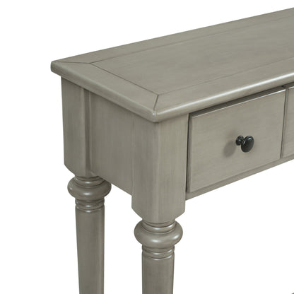 TREXM Entryway Table with 4 Drawers, Retro Console Table with Open Shelf for Entryways, Living Rooms, and Hallways (Grey Wash) - 1st Choice Furniture Direct