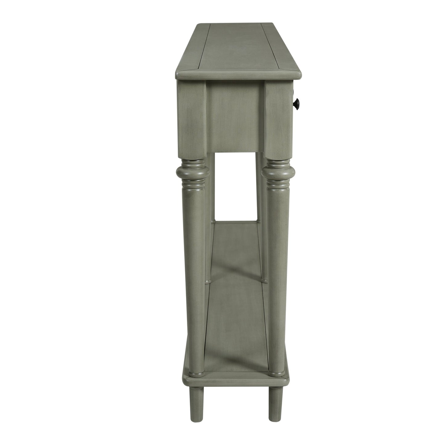 TREXM Entryway Table with 4 Drawers, Retro Console Table with Open Shelf for Entryways, Living Rooms, and Hallways (Grey Wash) - 1st Choice Furniture Direct