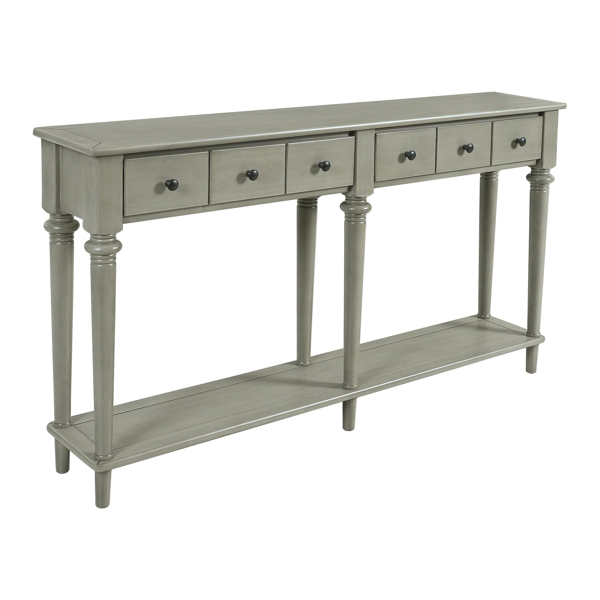 TREXM Entryway Table with 4 Drawers, Retro Console Table with Open Shelf for Entryways, Living Rooms, and Hallways (Grey Wash) - 1st Choice Furniture Direct