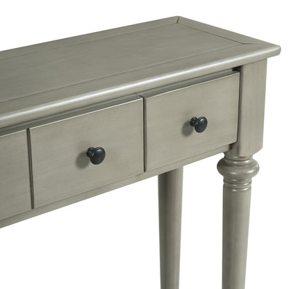 TREXM Entryway Table with 4 Drawers, Retro Console Table with Open Shelf for Entryways, Living Rooms, and Hallways (Grey Wash) - 1st Choice Furniture Direct