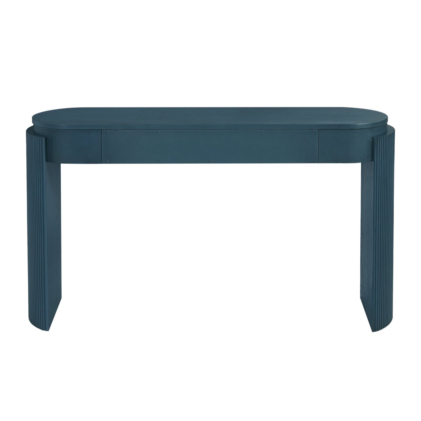 TREXM Entryway Table with Natural Wood Grain Finish, Console Table with Fluted Design, Oval Top and 2 Drawers for Entryway and Living Room (Navy) - 1st Choice Furniture Direct