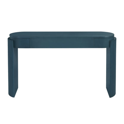 TREXM Entryway Table with Natural Wood Grain Finish, Console Table with Fluted Design, Oval Top and 2 Drawers for Entryway and Living Room (Navy) - 1st Choice Furniture Direct