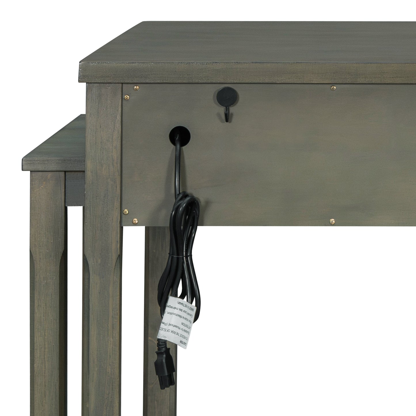 TREXM Extendable Kitchen Island with Storage, Multi - Functional Kitchen Cart with Built - In Power Outlets, Retro Kitchen Island on Wheels with Drawers and Open Shelves for Kitchen (Gray) - 1st Choice Furniture Direct