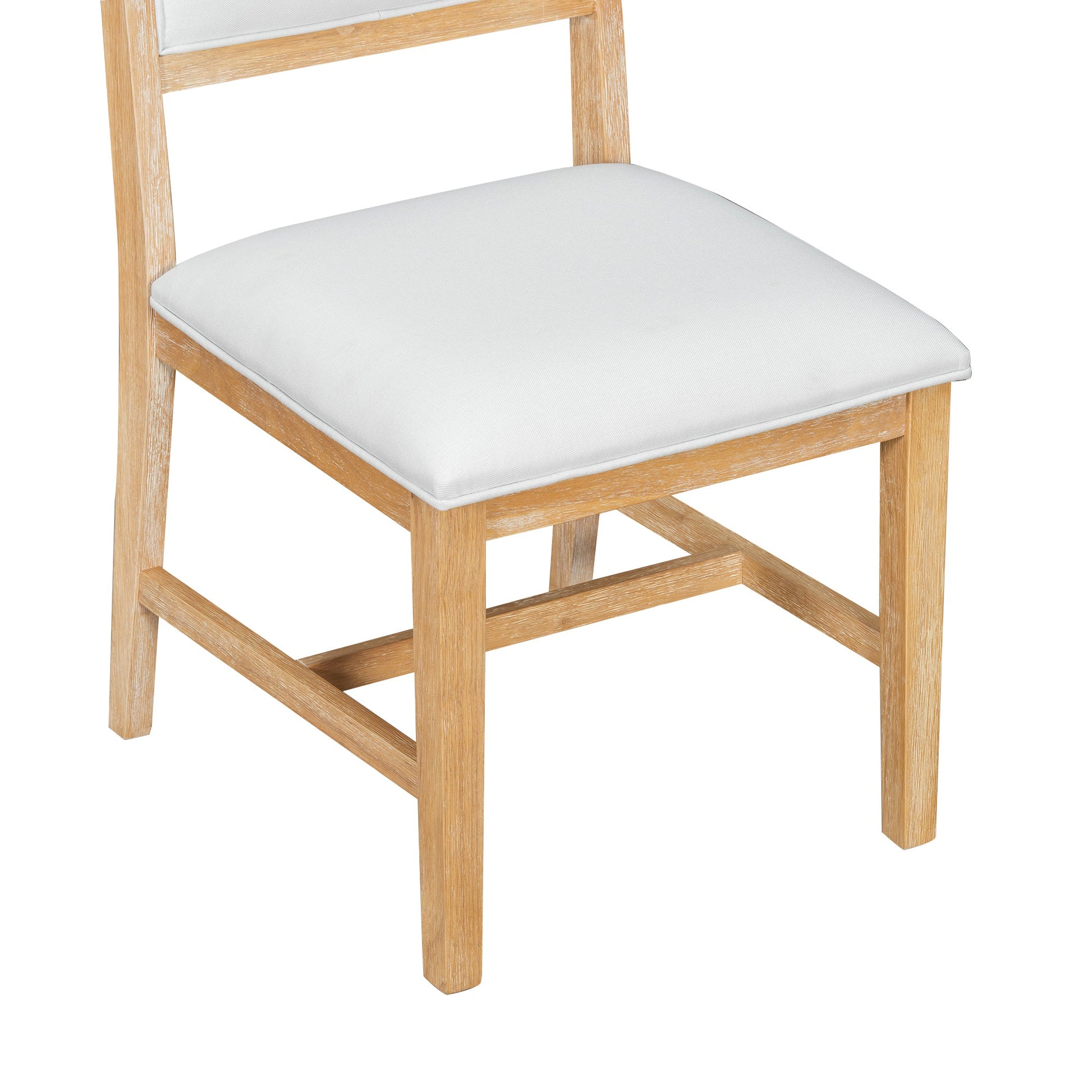 TREXM Farmhouse 5 - Piece Dining Table Set with 4 Upholstered Chairs, Wood Extendable Dining Table with 15.7' Leaf for Extra Seating for Dining Room, Kitchen and Living Room (Natural Wood Wash) - 1st Choice Furniture Direct