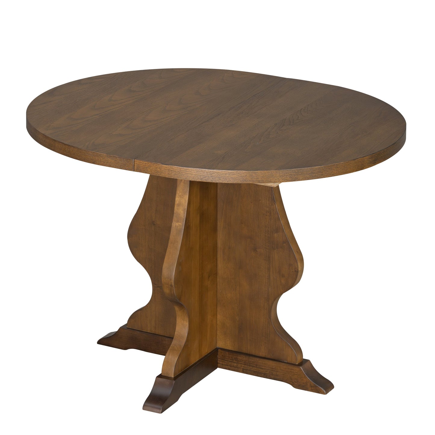 TREXM Farmhouse 5 - Piece Dining Table Set with 4 Upholstered Chairs, Wood Extendable Dining Table with 15.7' Leaf for Extra Seating for Dining Room, Kitchen and Living Room (Brown) - 1st Choice Furniture Direct