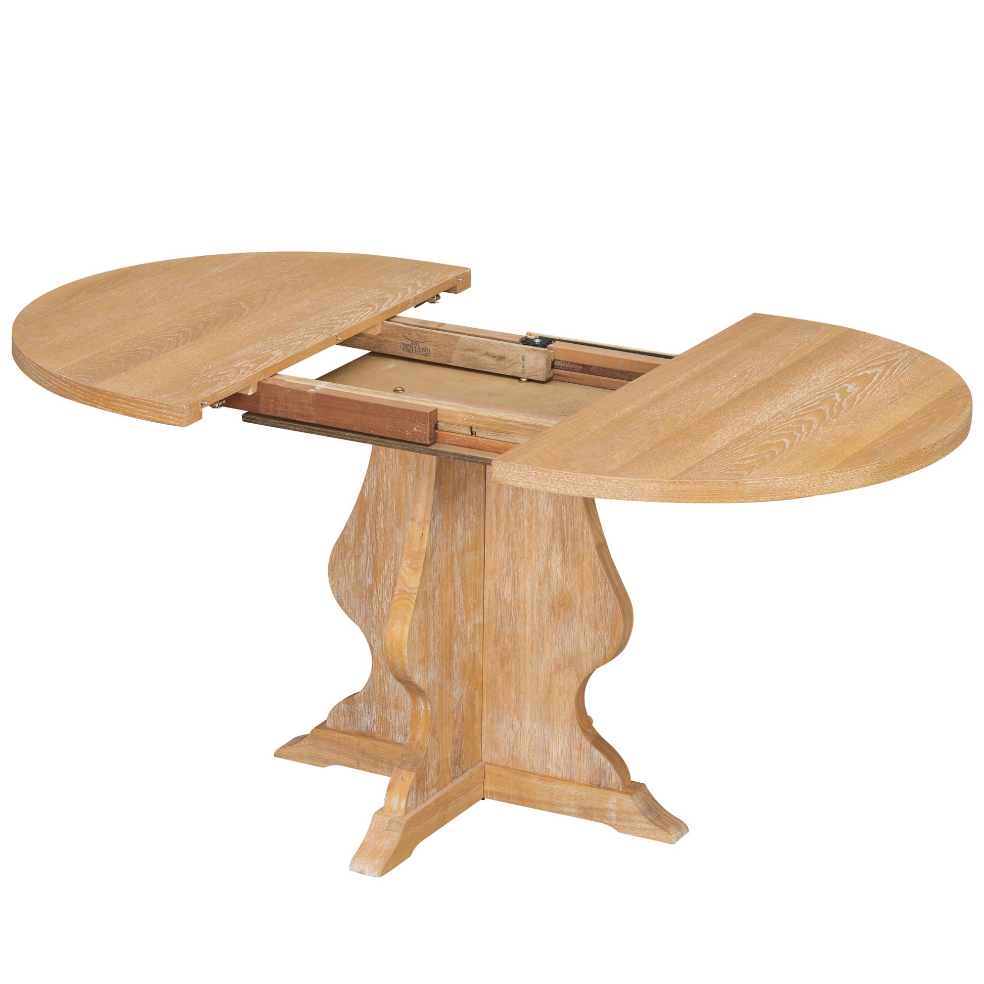 TREXM Farmhouse 5 - Piece Dining Table Set with 4 Upholstered Chairs, Wood Extendable Dining Table with 15.7' Leaf for Extra Seating for Dining Room, Kitchen and Living Room (Natural Wood Wash) - 1st Choice Furniture Direct