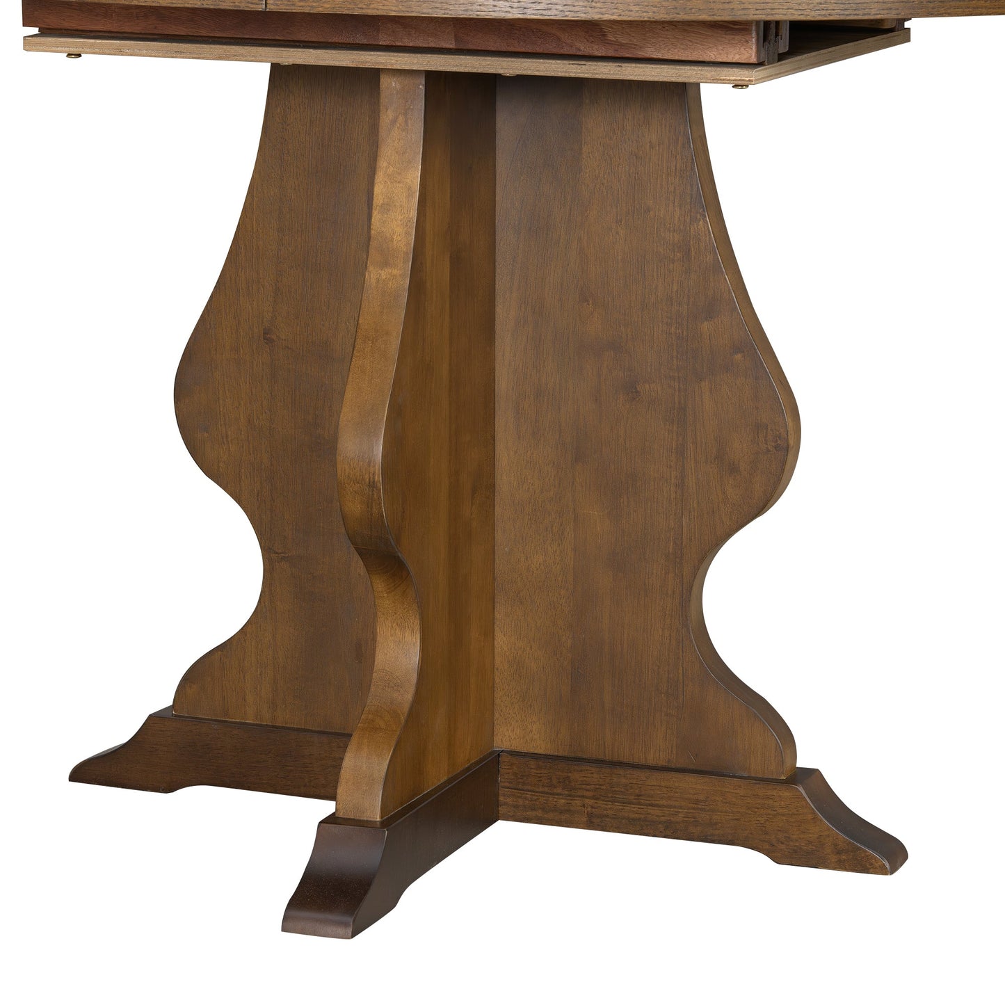 TREXM Farmhouse 5 - Piece Dining Table Set with 4 Upholstered Chairs, Wood Extendable Dining Table with 15.7' Leaf for Extra Seating for Dining Room, Kitchen and Living Room (Brown) - 1st Choice Furniture Direct