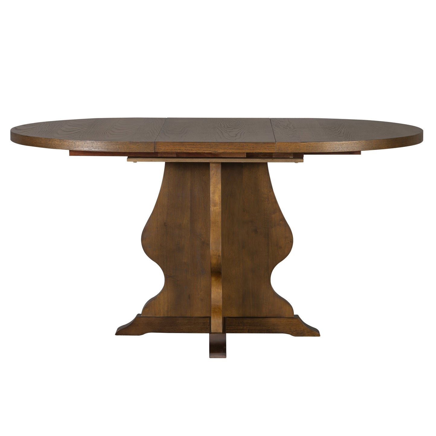 TREXM Farmhouse 5 - Piece Dining Table Set with 4 Upholstered Chairs, Wood Extendable Dining Table with 15.7' Leaf for Extra Seating for Dining Room, Kitchen and Living Room (Brown) - 1st Choice Furniture Direct