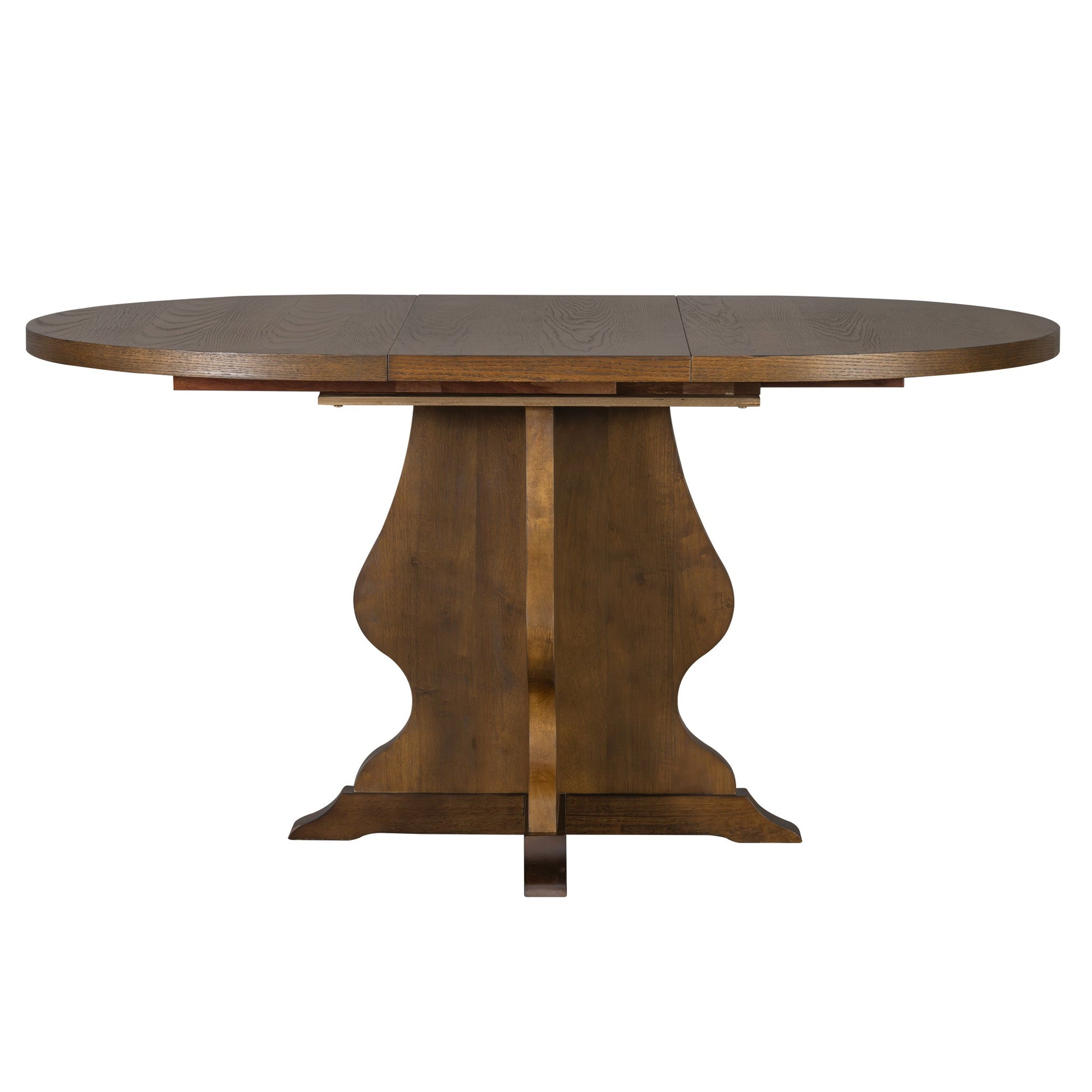 TREXM Farmhouse 5 - Piece Dining Table Set with 4 Upholstered Chairs, Wood Extendable Dining Table with 15.7' Leaf for Extra Seating for Dining Room, Kitchen and Living Room (Brown) - 1st Choice Furniture Direct