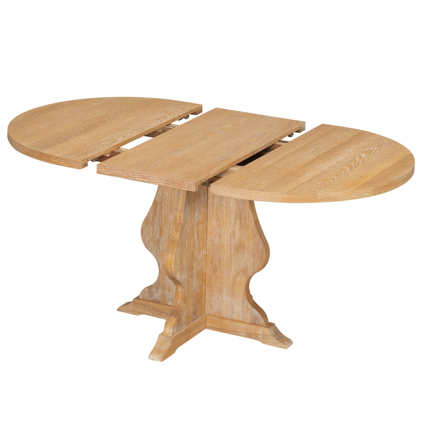 TREXM Farmhouse 5 - Piece Dining Table Set with 4 Upholstered Chairs, Wood Extendable Dining Table with 15.7' Leaf for Extra Seating for Dining Room, Kitchen and Living Room (Natural Wood Wash) - 1st Choice Furniture Direct