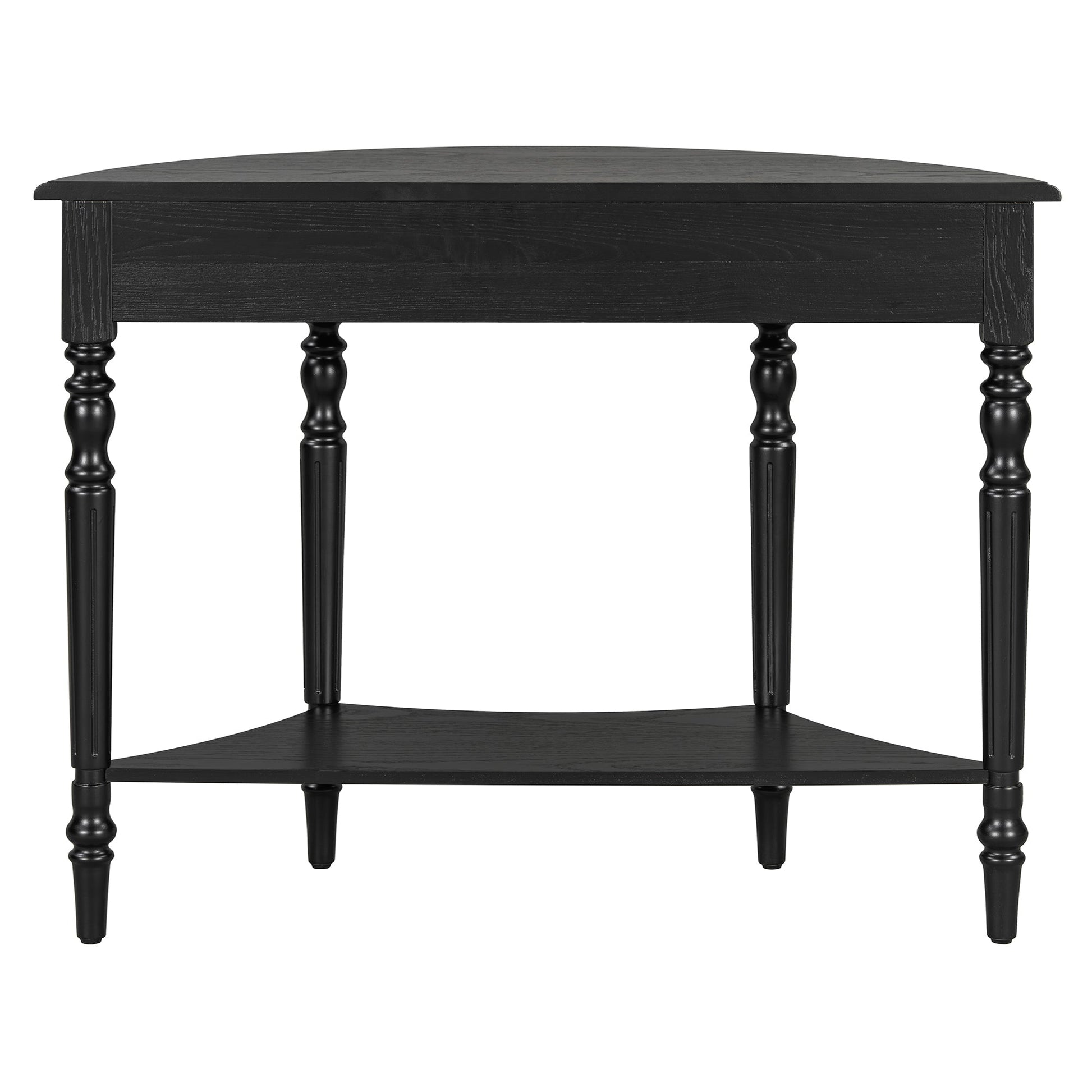TREXM Farmhouse Half Moon Console Table with Drawer & Shelf - Rustic Accent Table, Sofa Table for Entryway, Living Room, Hallway and Foyer (Black) - 1st Choice Furniture Direct