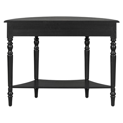 TREXM Farmhouse Half Moon Console Table with Drawer & Shelf - Rustic Accent Table, Sofa Table for Entryway, Living Room, Hallway and Foyer (Black) - 1st Choice Furniture Direct