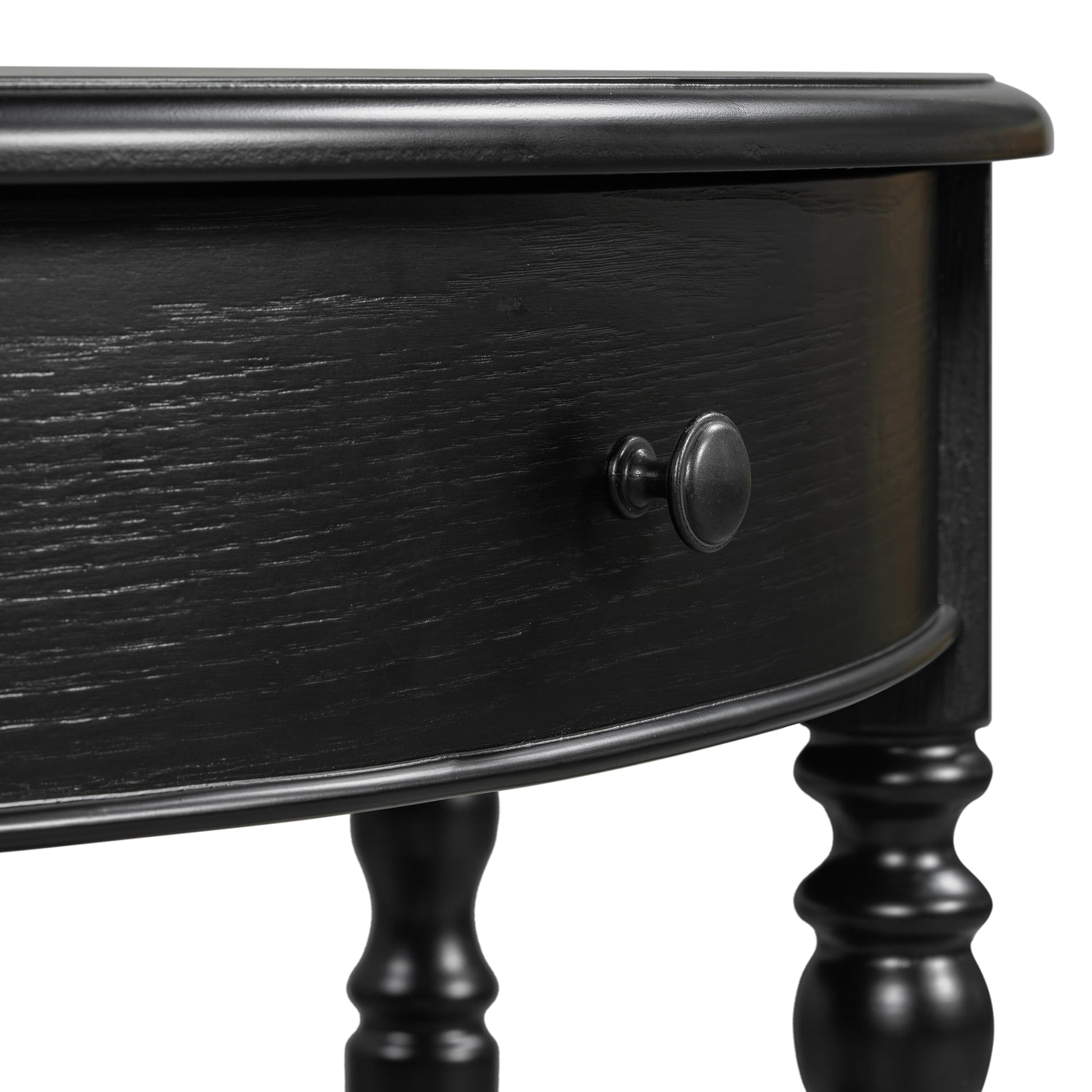 TREXM Farmhouse Half Moon Console Table with Drawer & Shelf - Rustic Accent Table, Sofa Table for Entryway, Living Room, Hallway and Foyer (Black) - 1st Choice Furniture Direct