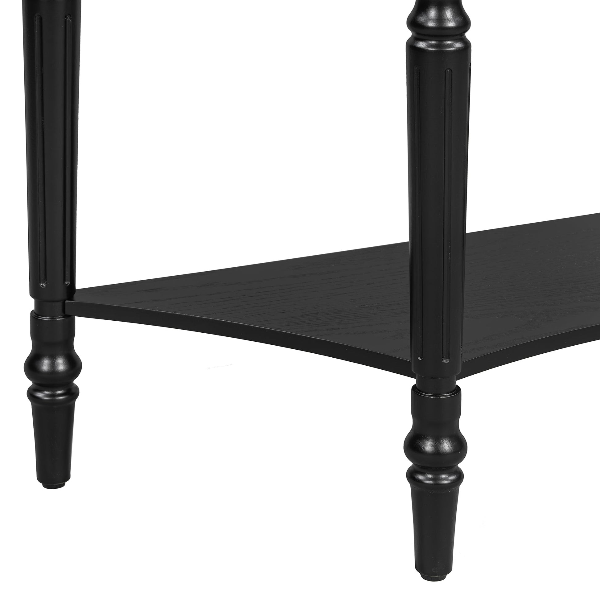 TREXM Farmhouse Half Moon Console Table with Drawer & Shelf - Rustic Accent Table, Sofa Table for Entryway, Living Room, Hallway and Foyer (Black) - 1st Choice Furniture Direct