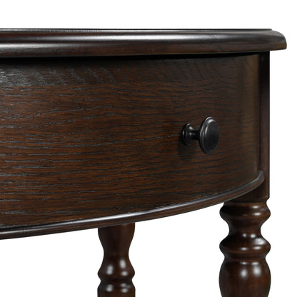 TREXM Farmhouse Half Moon Console Table with Drawer & Shelf - Rustic Accent Table, Sofa Table for Entryway, Living Room, Hallway and Foyer (Espresso) - 1st Choice Furniture Direct