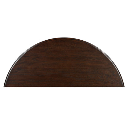 TREXM Farmhouse Half Moon Console Table with Drawer & Shelf - Rustic Accent Table, Sofa Table for Entryway, Living Room, Hallway and Foyer (Espresso) - 1st Choice Furniture Direct