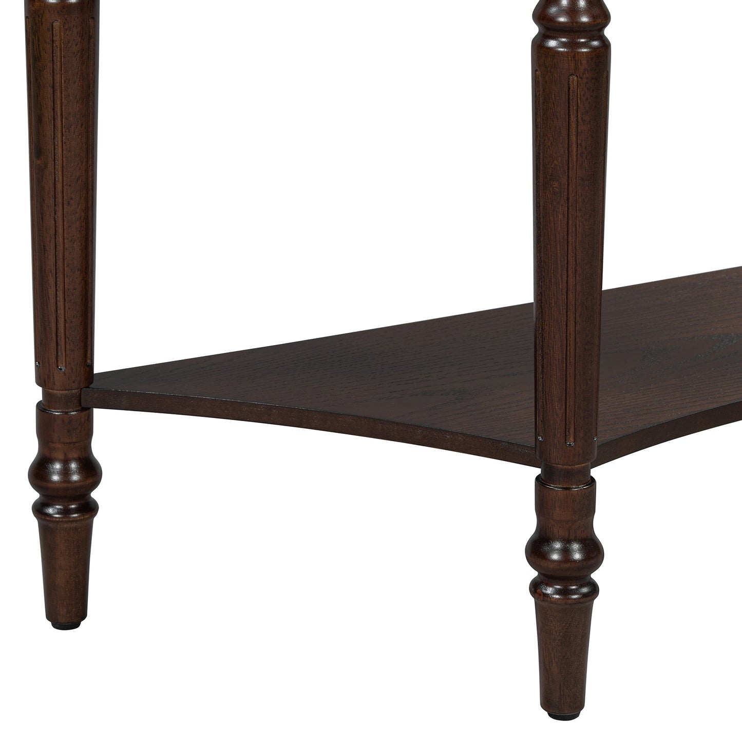 TREXM Farmhouse Half Moon Console Table with Drawer & Shelf - Rustic Accent Table, Sofa Table for Entryway, Living Room, Hallway and Foyer (Espresso) - 1st Choice Furniture Direct