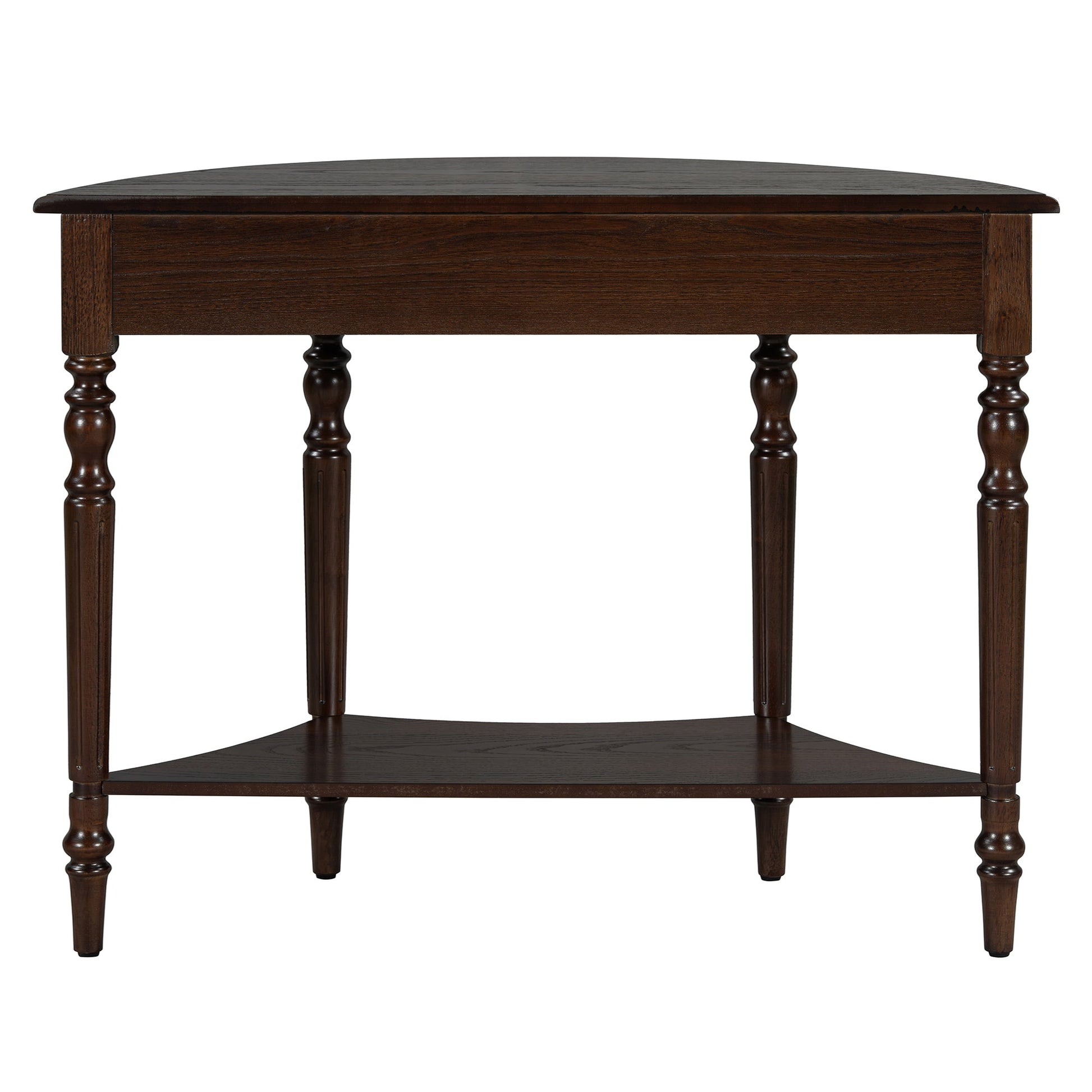 TREXM Farmhouse Half Moon Console Table with Drawer & Shelf - Rustic Accent Table, Sofa Table for Entryway, Living Room, Hallway and Foyer (Espresso) - 1st Choice Furniture Direct