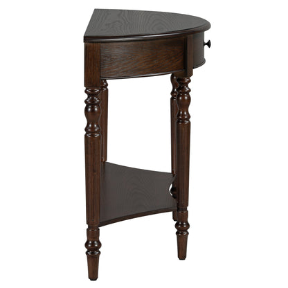 TREXM Farmhouse Half Moon Console Table with Drawer & Shelf - Rustic Accent Table, Sofa Table for Entryway, Living Room, Hallway and Foyer (Espresso) - 1st Choice Furniture Direct