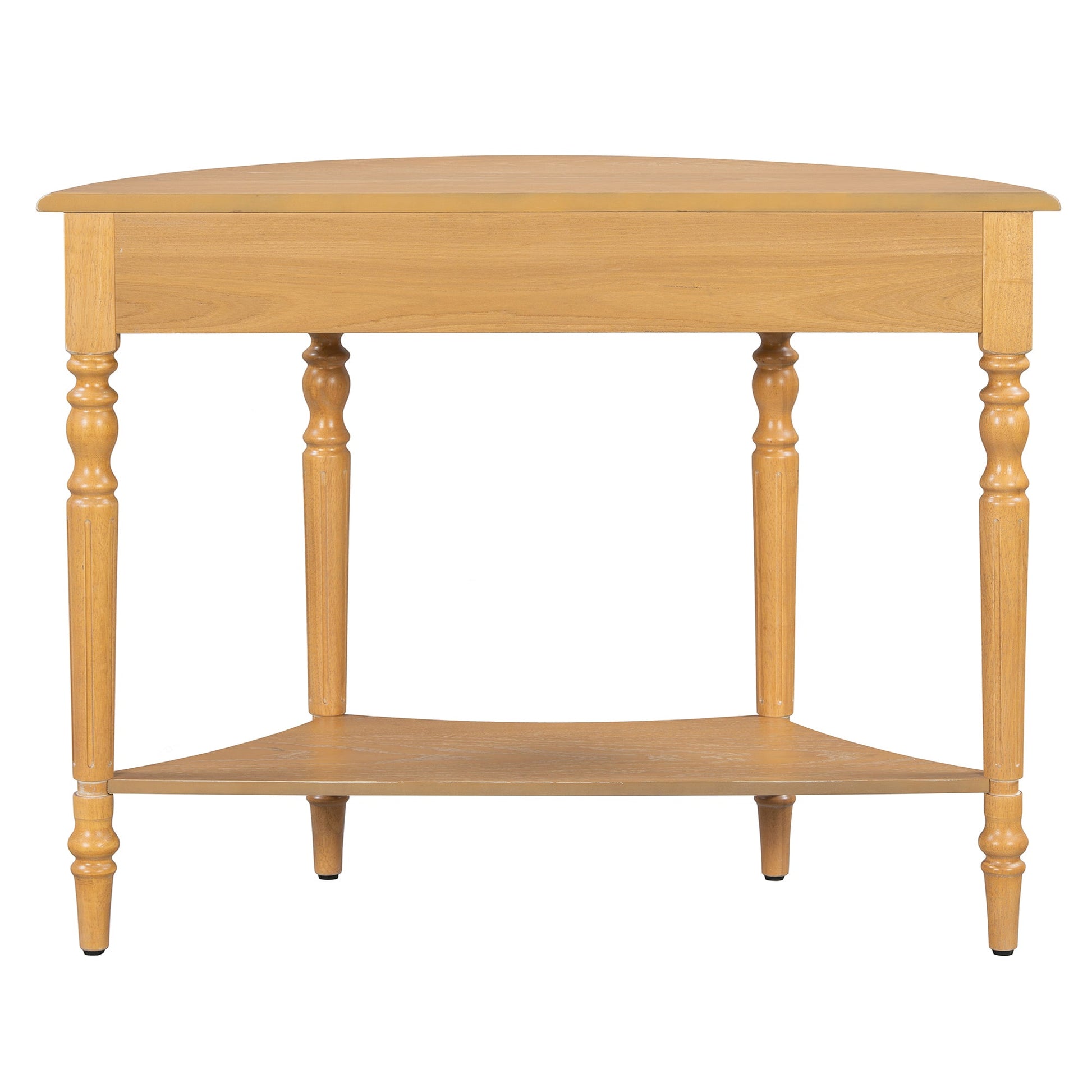 TREXM Farmhouse Half Moon Console Table with Drawer & Shelf - Rustic Accent Table, Sofa Table for Entryway, Living Room, Hallway and Foyer (Natural) - 1st Choice Furniture Direct