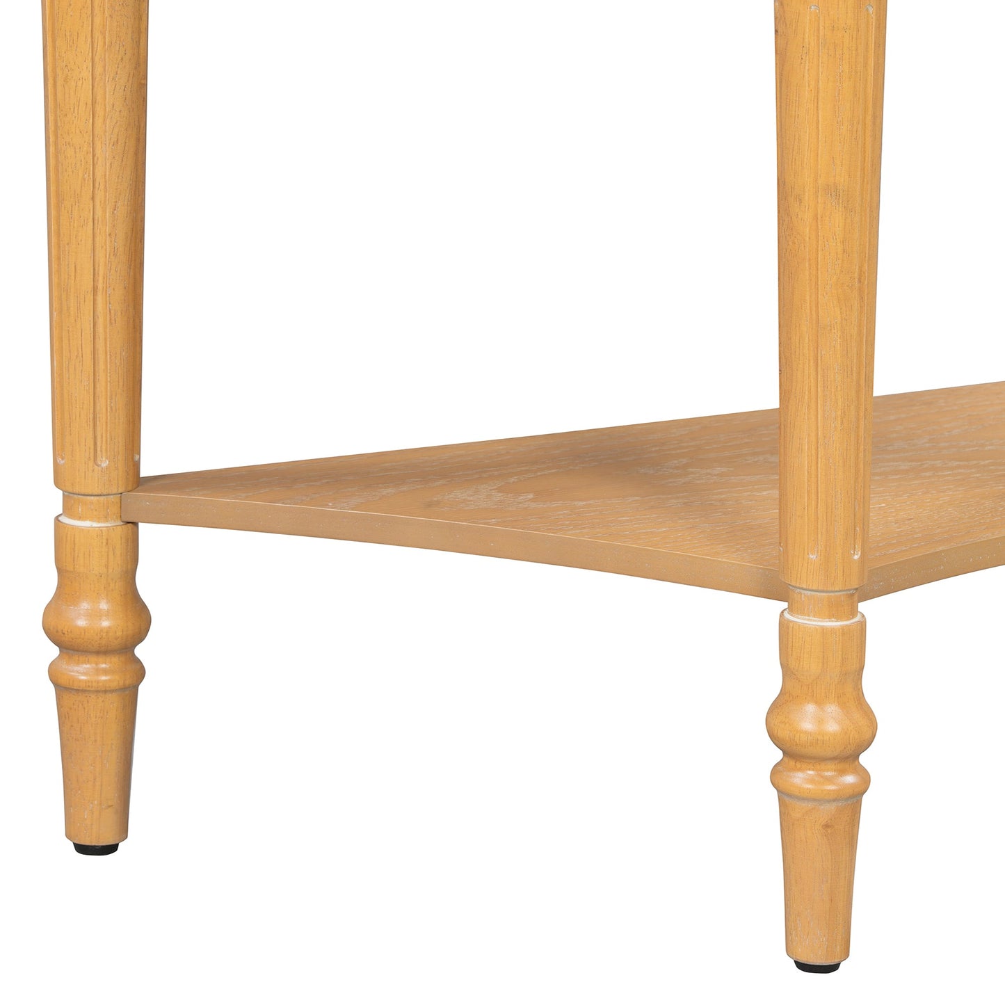 TREXM Farmhouse Half Moon Console Table with Drawer & Shelf - Rustic Accent Table, Sofa Table for Entryway, Living Room, Hallway and Foyer (Natural) - 1st Choice Furniture Direct