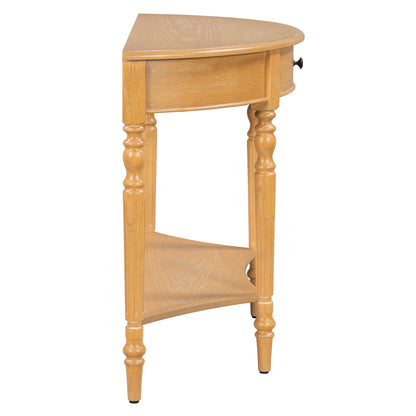 TREXM Farmhouse Half Moon Console Table with Drawer & Shelf - Rustic Accent Table, Sofa Table for Entryway, Living Room, Hallway and Foyer (Natural) - 1st Choice Furniture Direct