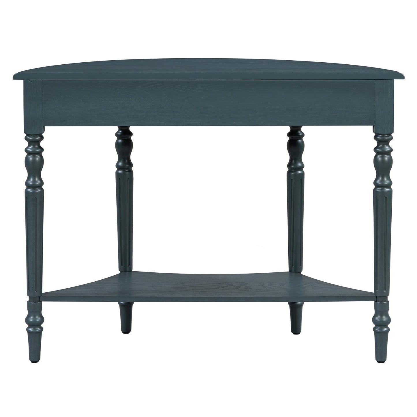 TREXM Farmhouse Half Moon Console Table with Drawer & Shelf - Rustic Accent Table, Sofa Table for Entryway, Living Room, Hallway and Foyer (Navy) - 1st Choice Furniture Direct
