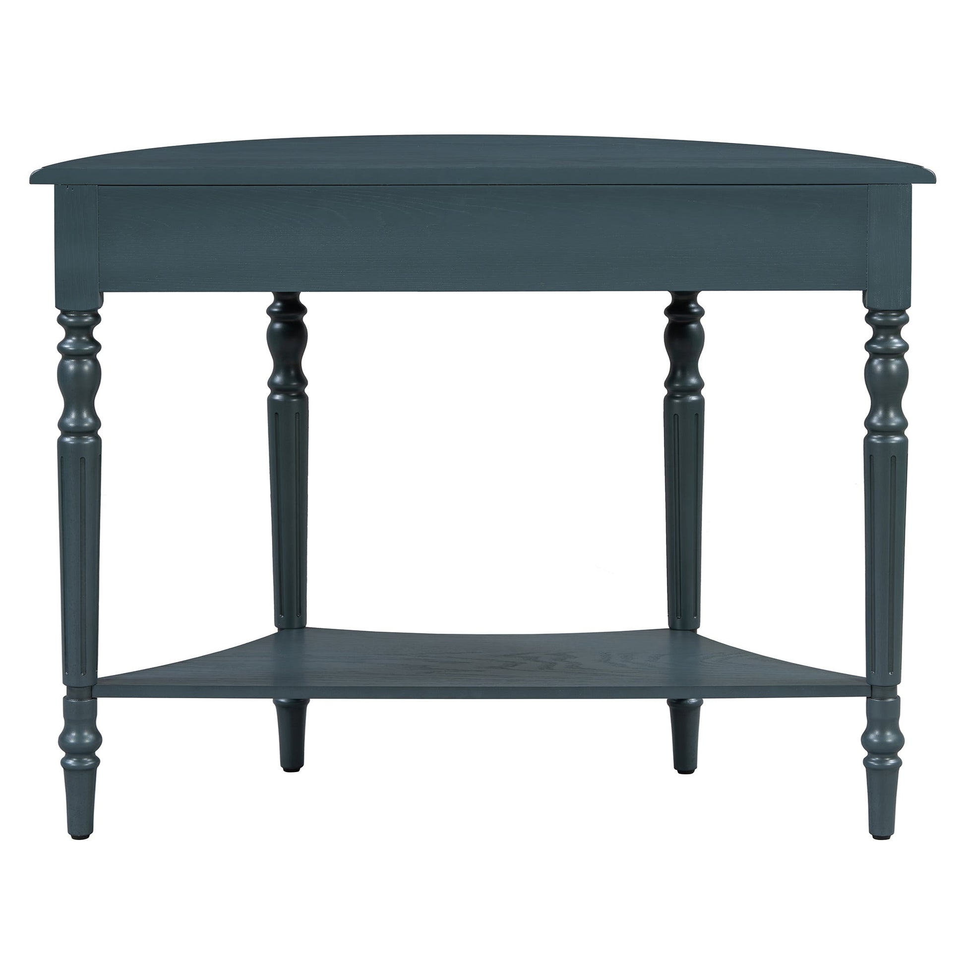 TREXM Farmhouse Half Moon Console Table with Drawer & Shelf - Rustic Accent Table, Sofa Table for Entryway, Living Room, Hallway and Foyer (Navy) - 1st Choice Furniture Direct