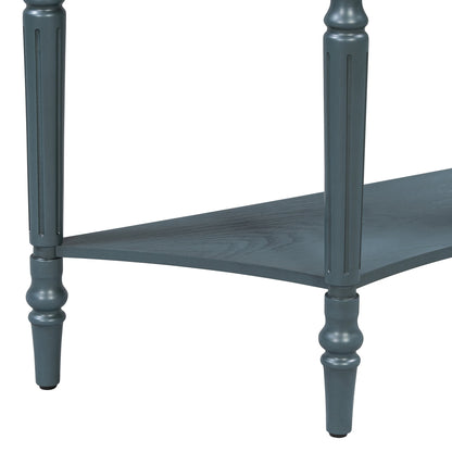 TREXM Farmhouse Half Moon Console Table with Drawer & Shelf - Rustic Accent Table, Sofa Table for Entryway, Living Room, Hallway and Foyer (Navy) - 1st Choice Furniture Direct