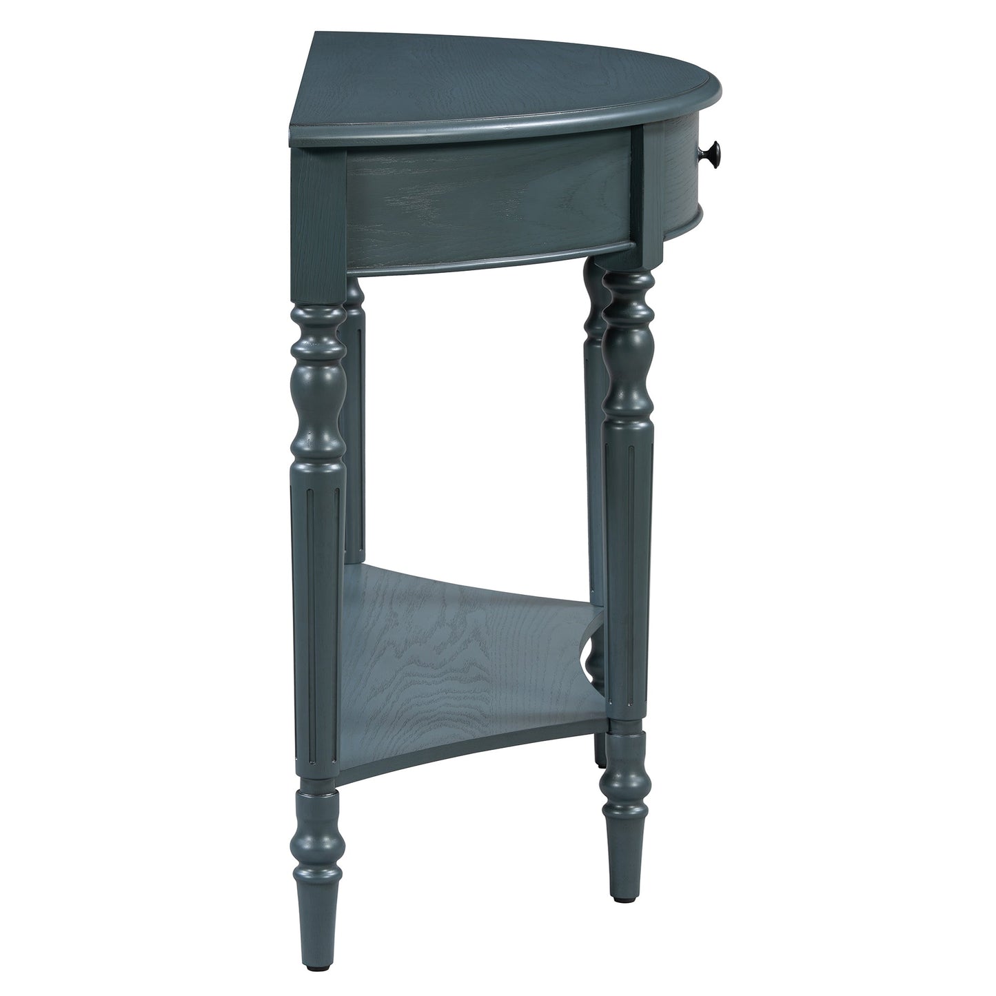 TREXM Farmhouse Half Moon Console Table with Drawer & Shelf - Rustic Accent Table, Sofa Table for Entryway, Living Room, Hallway and Foyer (Navy) - 1st Choice Furniture Direct