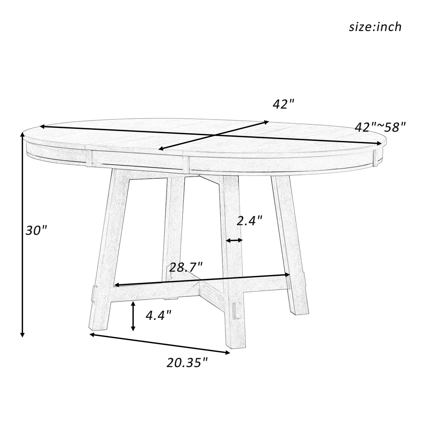 TREXM Farmhouse Round Extendable Dining Table with 16' Leaf Wood Kitchen Table (Oak Natural Wood + Antique White) - 1st Choice Furniture Direct