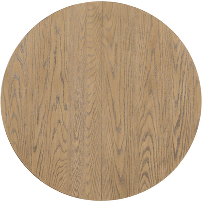 TREXM Farmhouse Round Extendable Dining Table with 16' Leaf Wood Kitchen Table (Oak Natural Wood + Antique White) - 1st Choice Furniture Direct