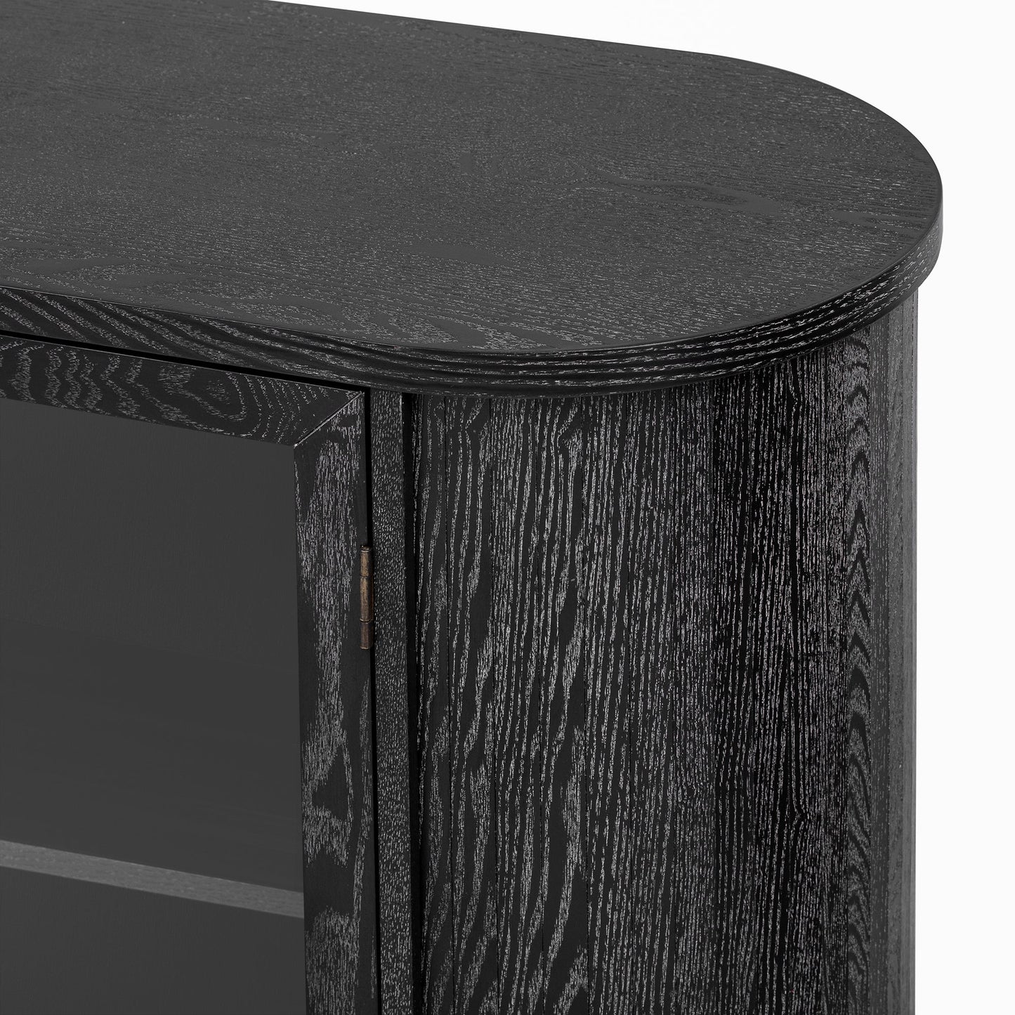 TREXM Farmhouse Sideboard Cabinet with Storage, Wood Buffet Cabinet with Glass Doors and Adjustable Shelves for Kitchen, Dining Room and Living Room (Black) - 1st Choice Furniture Direct